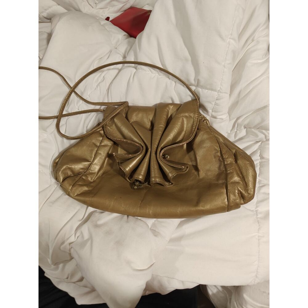 Park Avenue Int 1980 Vintage Bronze Metallic Leather Handbag Shoulder Bag Clutch